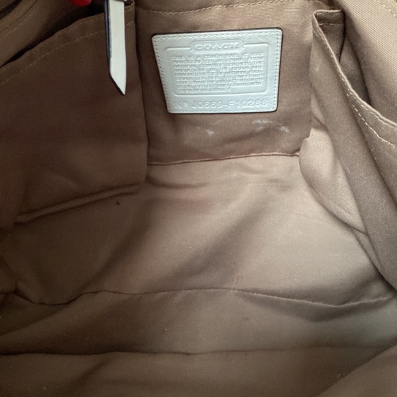 Coach creamy/white color leather diaper bag with 2 changing pads - Picture 8 of 15